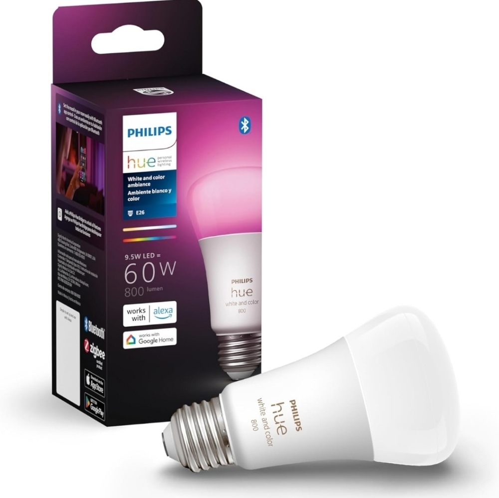 Philips Hue Smart 60W A19 LED Bulb - White and Color Ambiance Color-Changing
